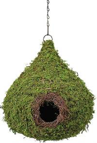 Galapagos Woven Moss Raindrop Birdhouse with Chain (10" x 13")