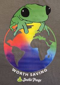 Josh's Frogs Black-Eyed Tree Frog Rainbow Globe T-Shirt (Extra Large)