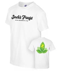 Josh's Frogs White T-Shirt with Back Leaf Logo (Medium)