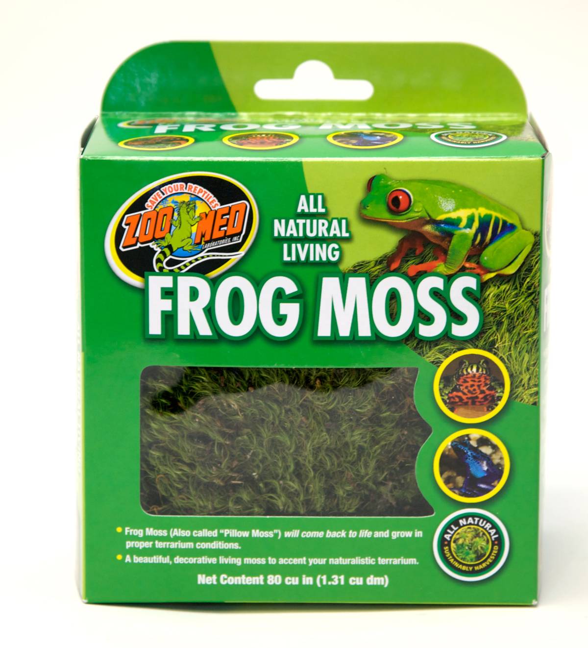 Josh's Frogs Fresh Mood Moss for Terrariums (1 Quart), Green