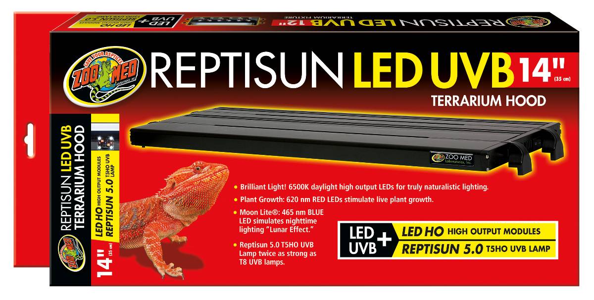 Zoo Med T5 ReptiSun LED UVB Terrarium Hood (14 inch)